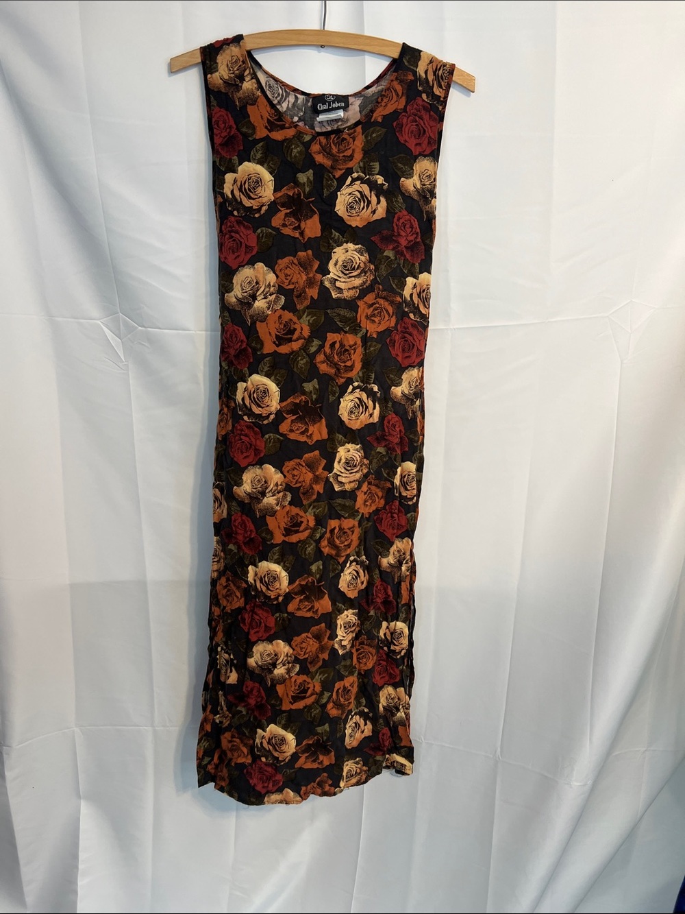 Vintage 90s rose Floral Sleeveless Maxi Dress